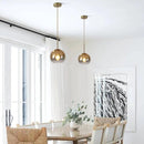 KCO Lighting Glass Globe Hanging Light Fixture Modern Gold Pendant Lights Kitchen Island Mid Century Dining Room Hanging Light Fixtures Over Table Single Pendant Light by CozyNest Decor