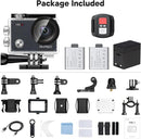 AKASO V50X Native 4K30fps WiFi Action Camera with EIS Touch Screen 4X Zoom 131 feet Waterproof Camera Support External Mic Remote Control with Helmet Accessories (Without 64GB MicroSD Card) by TinyTreasures Baby Boutique
