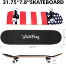 WhiteFang Skateboards for Beginners, Complete Skateboard 31 x 7.88, 7 Layer Canadian Maple Double Kick Concave Standard and Tricks Skateboards for Kids and Beginners by TinyTreasures Baby Boutique