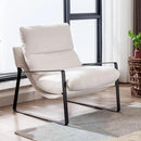 DUOMAY Modern White Sherpa Accent Chair, Comfy Lounge Lazy Chair with Metal Leg, Mid-Century Corner Arm Chair for Living Room Bedroom Office Apartment by CozyNest Decor