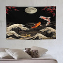 Houselerax Koi Fish Tapestry, Japanese Style Yin Yang Big Wave Cherry Blossom Tapestries Wall Hanging for Bedroom Living Room Office Decor 60"x40" by CozyNest Decor