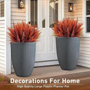 2 Pcs Pack 15 Inches Heavy Duty Plastic Resin Tall Tapered Planter Pots Large Round Planter Flower Pot with Drainage Hole for Indoor Outdoor Deck Porch Garden Home Patio Front Door (Dark grey, S) by CozyNest Decor