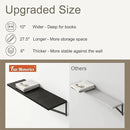 Fun Memories 27.5" W x10 D Floating Shelves, Black Wall Shelf with Brackets, 10 Inch Deep Floating Shelf Set of 2, Large Storage Kitchen Living Room Bathroom Shelves, Wood Wall Mounted Shelf by CozyNest Decor