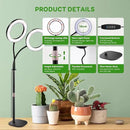 Dual Heads Grow Lights for Indoor Plant Full Spectrum, Desk Halo Plant Lights for Indoor Growing with 3/9/12 Timer, 5 Dimmable Levels,Height Adjustable 9.4-23.6",Strong Metal Base Happy Light by GreenHaven Gardens