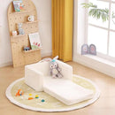 Toddler Chair Sherpa Kids Couch, 2-in-1 Soft Kids Sofa Lounger for Bedroom, Convertible Couch for Girls and Boys, Reading Chair, Beige by CozyNest Decor