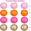 Paper Lanterns Pink Orange Gold Round Hanging Chinese Lanterns for Birthday Party Baby Shower Bridal Shower Decorations Pack of 12 by CozyNest Decor