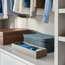 La Jolie Maison Vegan Leather Storage Boxes with Lids, Set of 3 Decorative Storage Containers Organize Stackable Storage Box, Dusty Blue by CozyNest Decor