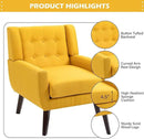 UIXE Accent Chair, Modern Upholstered Armchair in Fabric for Living Room, Comfy Club Arm Chairs Single Sofa Button Tufted Bedroom Reading Seat - Yellow, Set of 1 by CozyNest Decor