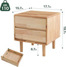 Modern Solid Wood Nightstand with Drawers - Mid Century Modern 2 Drawer Natural Wooden Small Narrow Nightstand Bedside Side End Table with Storage for Living Room Bedroom, 15.7" D x 17.1" W x 19.6" H by CozyNest Decor