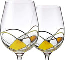 Bezrat Wine Glasses Hand Painted - Set of 2 - Women Wine Gift - Wine Lover Glass - Beautiful Glassware Gifts Ideas for Women Inspired by 'Duomo di Milano' Mothers Day - 12 oz (Gold) by CozyNest Decor