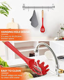 Silicone Pasta Fork, Kitchen Heat Resistant Noodle Spoon Server, BPA Free Spaghetti Strainer,12.8 inch (RED) by CozyNest Decor