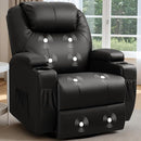 Recliner Chair, 360° Swivel Rocker Chair for Adults, Rocking Recliner Chair with Massage, Comfy Single Sofa with Side Pockets Cup Holders for Living Room, Bedroom, Nursery (Leather, Black) by TinyTreasures Baby Boutique