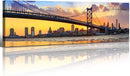 Philadelphia Skyline Wall Art Cityscape Living Room Decor Panorama Pictures City Building House Poster Canvas Print Bridge Sunset Scenery Office Bedroom Decorations Framed 13.8"x45.3" by CozyNest Decor