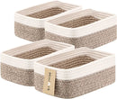Small Storage Baskets for Organizing | Closet Organizer Bins | Shelf Toy Basket | Woven Rope Baskets | Cube Decorative Box | Shallow Basket | 11.5x7.5x4.7” | 4 Packs White Brown by GreenHaven Gardens
