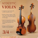 Fesley Violin Fiddle Beginner Set: 3/4 Matt Violin Kit for Student, Acoustic Violin with Hard Case, Solidwood Hand Made Starter Kit with Bow, Rosin, Shoulder Rest, Tuner, Extra Strings by TinyTreasures Baby Boutique