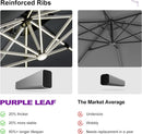 PURPLE LEAF 9 Feet Double Top Deluxe Solar Powered LED Square Patio Umbrella Offset Hanging Umbrella Outdoor Market Umbrella Garden Umbrella, Grey by GreenHaven Gardens