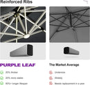 PURPLE LEAF 12 Feet Double Top Deluxe Solar Powered LED Square Patio Umbrella Offset Hanging Umbrella Outdoor Cantilever Umbrella, Grey by GreenHaven Gardens