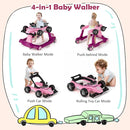 HONEY JOY 4-in-1 Baby Walker, Activity Push Walker w/3 Adjustable Heights, Smooth Wheels w/Adjustable Speed, Padded Seat, Music & Light, Foldable Car Walker for Baby Boys Girls Age 6 Months+ (Purple) by TinyTreasures Baby Boutique