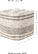 REDEARTH · Tufted Pouf Ottoman with Filler Textured Storage Cube Bean Bag Pouffe Footrest for Living Room, Bedroom, Nursery, Kidsroom; 100% Cotton (17.5"X17.5"X17.5", Melange Delight Taupe) by CozyNest Decor