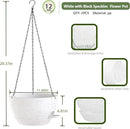 12 Inch Hanging Baskets 2 PC with Chains, Self-Watering Hanging Planters for Indoor Outdoor Plants, Plastic Hanging Flower Pots,Speckled White by CozyNest Decor