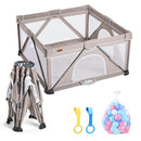 Baby Playpen Foldable, Playard for Babies and Toddlers, Portable Playpen Activity Center with 50 Balls+2 Handles for Travel, Indoor & Outdoor Play Pen with Mesh 50''x50'' by TinyTreasures Baby Boutique