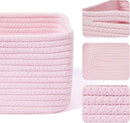 Small Storage Baskets for Organizing | Closet Organizer Bins | Shelf Toy Basket | Woven Rope Baskets | Cube Decorative Box | Shallow Basket | 13x8.5x5.1” | 3 Packs Pink by TinyTreasures Baby Boutique