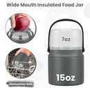 2-in-1 Insulated Food Jar & Snack Container - 15oz Kids Soup Thermos for Hot Food with Handle and Spoon, Leak Proof Reusable Toddler Snack Box, Perfect for School & Travel, Grey by TinyTreasures Baby Boutique