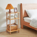 IBUYKE 3-Tier Side Table, Solid Wood Tall End Table with Storage Shelves, Nightstand Bedside Table for Living Room Bedroom Office, No-Tool Assembly, Natural UWST003N by CozyNest Decor