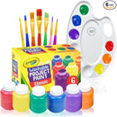 Kids Painting Set, Washable Paint for Kids 6 Colors, 7 Paintbrushes, Paint Palette, Non-Toxic Toddler Painting Set 2 oz Each, Tempera Paints for Art, Crafts, Finger Paints by TinyTreasures Baby Boutique