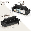 60" Storage Ottoman Bench for Bedroom, Full Queen Storage Bench with Button, Upholstered Bedroom Bench with Rolled Arms for Living Room, Storage Room, Entryway, Black by CozyNest Decor