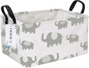 Rectangular Folding Laundry Basket, waterproof Canvas Basket,gift basket,Suitable for children's room,Office,Clothes,Toys Storage (Grey Elephant) by TinyTreasures Baby Boutique