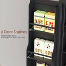 75" H Metal Storage Cabinet, Pantry with 6 Door Shelves and 4 Adjustable Shelves, Leveling Foot for Kitchen, Living Room and Dinning Room, Black by CozyNest Decor