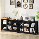 6 Cube Bookcase, Farmhouse Wood Low Storage Organizer Book Shelf, Black 47" Horizontal Console Bookshelf with Legs, Hallway Book Case for Entryway, Display Cabinet for Living Room, Office by CozyNest Decor