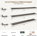 Picture Ledge Wall Shelves 48 Inches Width Set of 3, Solid Pine Wood Rustic Floating Ledge for Kids' Room Bedroom Kitchen Bathroom, Long Floating Shelves for Wall Decor, Grey by TinyTreasures Baby Boutique
