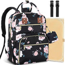 Baby Diaper Bag Backpack, Travel Diaper Bags for Girl Boy Large Capacity Baby Bag Backpack for Women Black Floral by TinyTreasures Baby Boutique