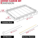 Unicook Stainless Steel BBQ Shish Kabob Set, Foldable Shish Kabob Holder with 6pcs 13"L Skewers, Reusable Grill Rack, Comes with 30pcs 12.5"L Bamboo Skewers for Party and Cookout by GreenHaven Gardens