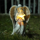 Angel Statue Outdoor Decor, Elegant Angel Garden Statues Reading Book with Solar LED Lights Yard Decorations Lawn Ornaments Figurines Resin Sculpture for Outside, Angel Gardening Gifts by CozyNest Decor