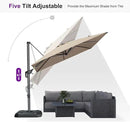 PURPLE LEAF 8 Feet Outdoor Square Cantilever Umbrella Patio Umbrella with Base Aluminum Offset Umbrella with 360-degree Rotation for Garden Deck Pool Patio Taupe by GreenHaven Gardens
