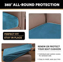 PrinceDeco Couch Cushion Covers, Stretch Washable Sofa Cushion Cover, Fitted Sofa Slipcover Velvet Fabric Non-Slip Furniture Protector for Dog,Pets, Kid (Each Width Up to 29.5", Blue) by CozyNest Decor