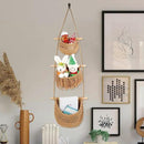 3 Tier Hanging Fruit Basket for Kitchen, Handmade Woven Cotton Hanging Wall Basket for Fruit Vegetable with 6 Hooks, Boho Style Over The Door Organizer for Living Bathroom Bedroom by CozyNest Decor