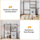 CABIHOME 5-Tier Over-The-Washer Shelf - Adjustable Height Laundry Organizer Space Saver, Double-Layer 100lb Shelves, 2 Hooks for Bathroom/Balcony (Grey & Black) by CozyNest Decor