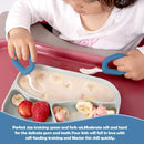 Baby Self Feeding Training Spoon and Fork Set with Travel Case, BPA-Free Cute Circle Toddler Training Utensils, Silicone/ABS Great Tableware Set Spoons Fork for Kids (Blue) by TinyTreasures Baby Boutique