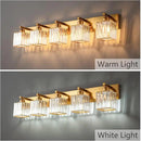 Modern 5-Light Gold Brushed Brass Finish Crystal Wall Light for Bathroom Vanity by CozyNest Decor