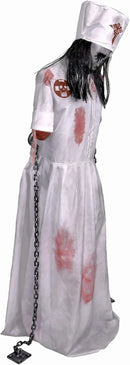 Haunted Hill Farm Life-Size Animatronic Convulsing Nurse by Tekky Halloween Decoration with Motion-Activated Sounds by CozyNest Decor