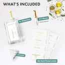 Glass Olive Oil Dispenser Bottle Set [2x17oz]: 36 Premium Gold Labels, Oil Dispenser for kitchen, Vinegar Bottle Set, Glass Dispensers for Soy Sauce, Syrup Bottles | Set of 2 by CozyNest Decor