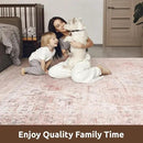 AMOAMI-3X5 Area Rug-Soft Washable Vintage Throw Accent Rugs for Living Room, Entryway, Bedroom, Kitchen, Bathroom, Laundry Room, Kitchen, Bathroom, Bedside, No Slip Pink by CozyNest Decor