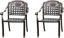 Outdoor Dining Chair Cast Aluminum Patio Chairs Set of 2 All-Weather Patio Dining Chair with Adjustable Feet for Backyard Garden (Positive Lattice Landscape Chair) by GreenHaven Gardens