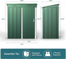 Gizoon 5' x 3'Outdoor Storage Shed with Singe Lockable Door,Galvanized Metal Shed with Air Vent Suitable for The Garden,Tiny House Storage Sheds Outdoor for Backyard Patio Lawn-Green by GreenHaven Gardens