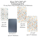 Pack n Play Sheet Stretchy Fitted Portable Mini Crib Sheets Set 3 Pack,Playard Sheets Convertible Playard Mattress Cover,Ultra Soft Jersey Material,Elephant Tiger,Fox & Grey by TinyTreasures Baby Boutique