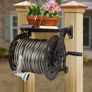 Metal Decorative Garden Hose Reel, Heavy Duty Hose Holder for Outside, Aluminum Frame, No-Leak Aluminum Water System, Easy Assmbly, Wall Mount, Holds 135 ft x 5/8" Hose Storage, Dark Bronze by GreenHaven Gardens